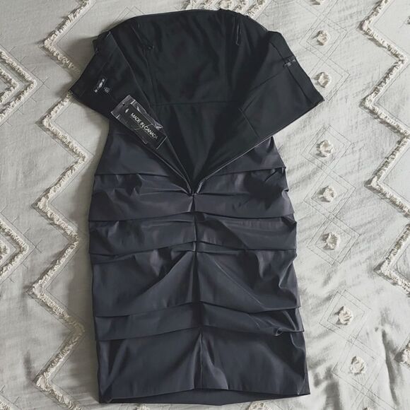 New Le‎ Chateau Size Small Gunmetal Gray Strapless Or Spaghetti Strap Dress - Picture 6 of 8